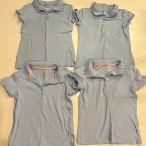 Size 6  - girls uniform shirt lot. Four short sleeve (4 light blue)